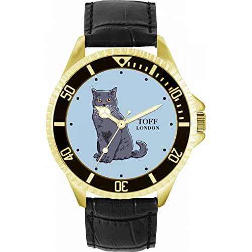 Toff London Blaue britische Kurzhaar-Katzenuhr von Toff London