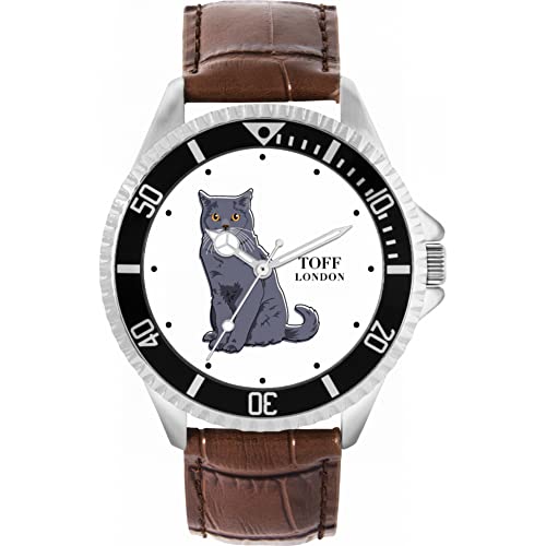 Toff London Blaue britische Kurzhaar-Katzenuhr von Toff London