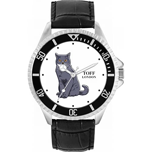Toff London Blaue britische Kurzhaar-Katzenuhr von Toff London