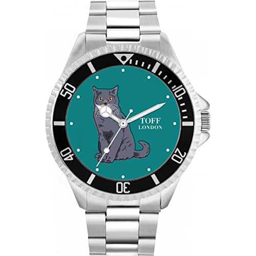 Toff London Blaue britische Kurzhaar-Katzenuhr von Toff London