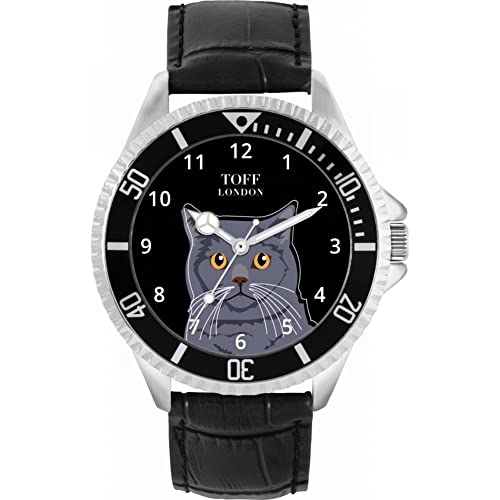 Toff London Blaue britische Kurzhaar-Kopf-Katzenuhr von Toff London
