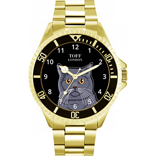Toff London Blaue britische Kurzhaar-Kopf-Katzenuhr von Toff London