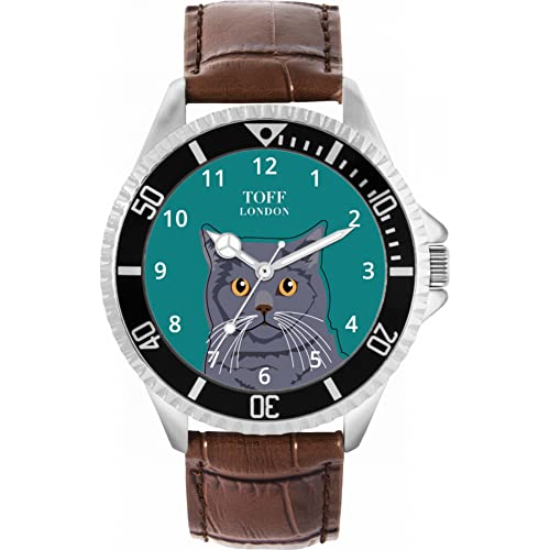 Toff London Blaue britische Kurzhaar-Kopf-Katzenuhr von Toff London