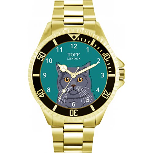 Toff London Blaue britische Kurzhaar-Kopf-Katzenuhr von Toff London