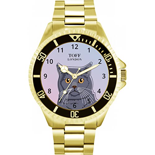 Toff London Blaue britische Kurzhaar-Kopf-Katzenuhr von Toff London