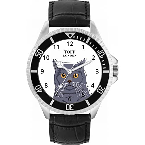 Toff London Blaue britische Kurzhaar-Kopf-Katzenuhr von Toff London