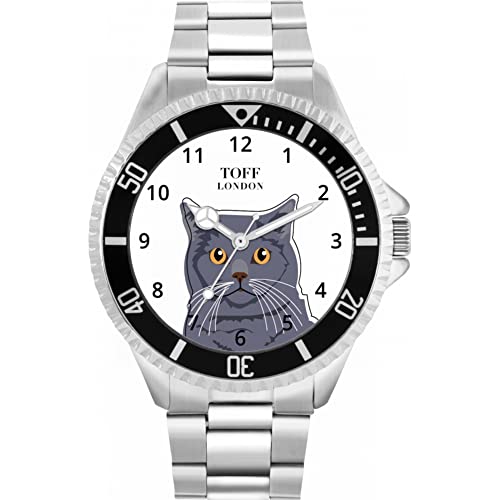 Toff London Blaue britische Kurzhaar-Kopf-Katzenuhr von Toff London