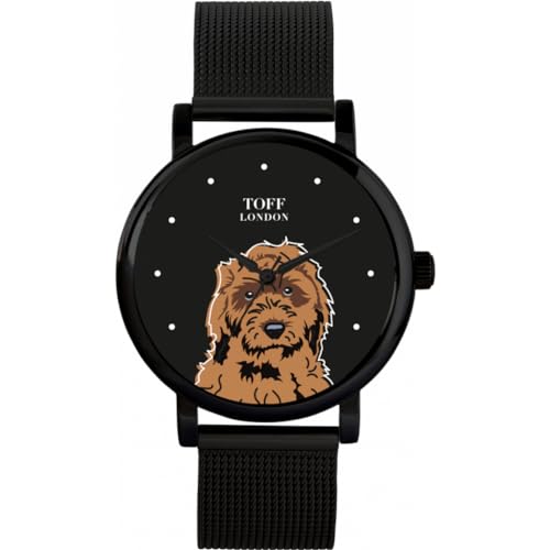 Toff London Braune Cockapoo-Kopf-Hundeuhr von Toff London