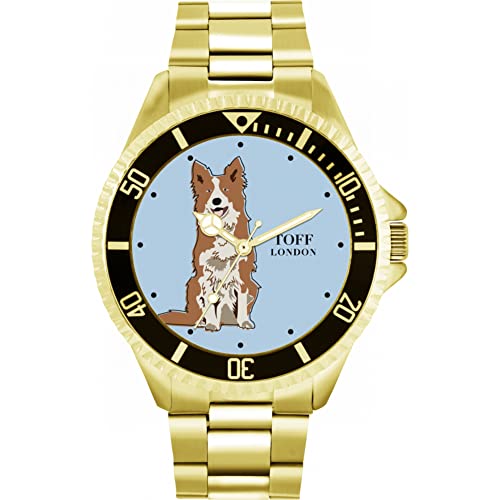 Toff London Braune weiße Border-Collie-Hundeuhr von Toff London
