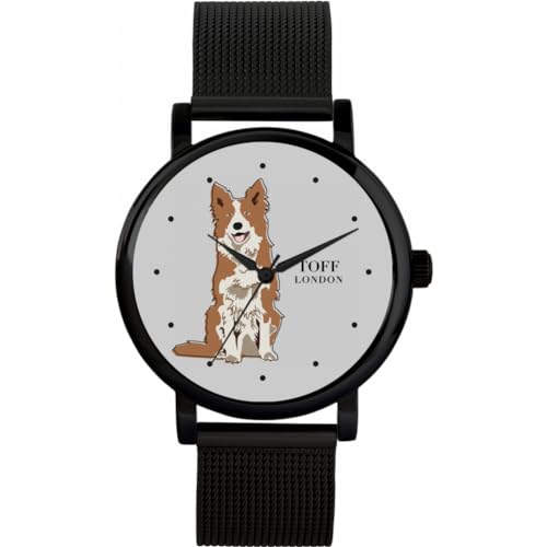 Toff London Braune weiße Border-Collie-Hundeuhr von Toff London