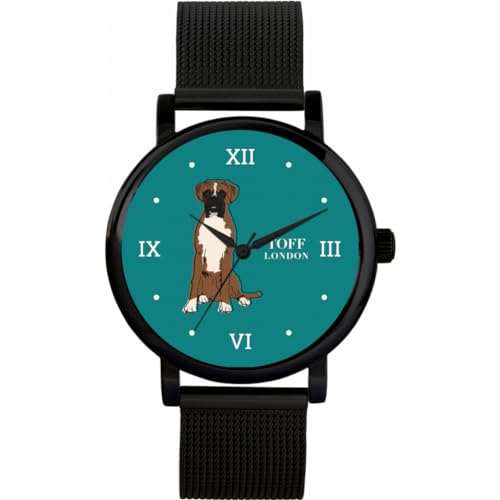 Toff London Braune weiße Boxer-Hundeuhr von Toff London