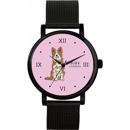 Toff London Beige Border-Collie-Hundeuhr von Toff London
