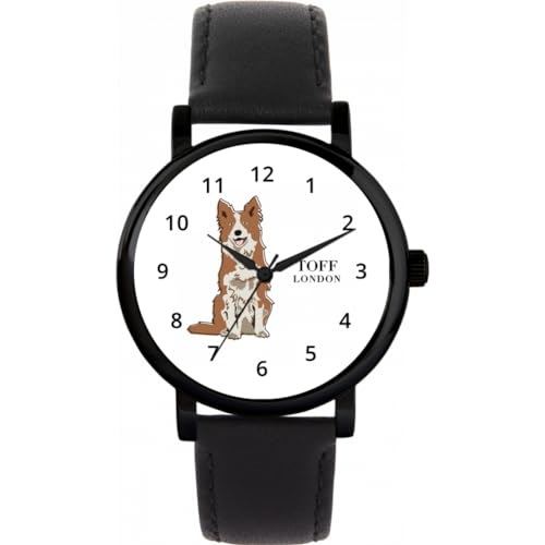 Toff London Beige Border-Collie-Hundeuhr von Toff London