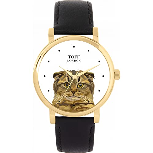 Toff London Brown Scottish Fold Cat Head Uhr von Toff London