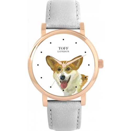 Toff London Brown-Walisercorgi-Kopf-Hundeuhr von Toff London