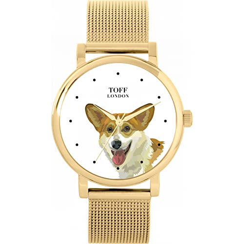 Toff London Brown-Walisercorgi-Kopf-Hundeuhr von Toff London