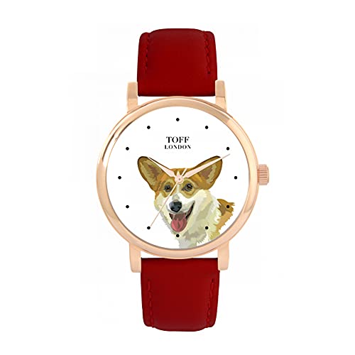 Toff London Brown-Walisercorgi-Kopf-Hundeuhr von Toff London