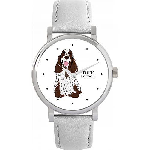 Toff London Brown-weiße CockerSpaniel-Hundeuhr von Toff London