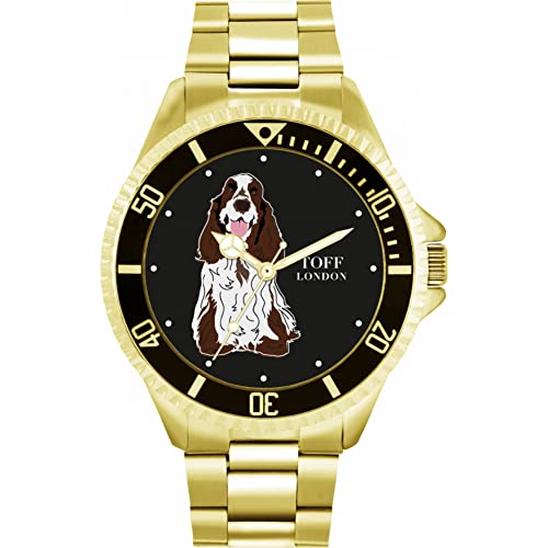 Toff London Brown-weiße CockerSpaniel-Hundeuhr von Toff London