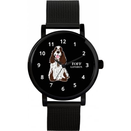 Toff London Brown-weiße CockerSpaniel-Hundeuhr von Toff London