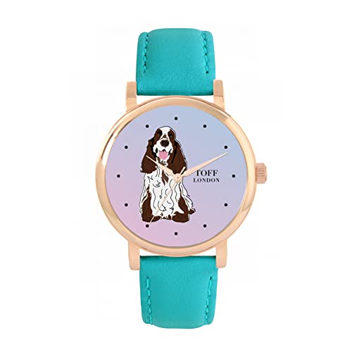 Toff London Brown-weiße CockerSpaniel-Hundeuhr von Toff London