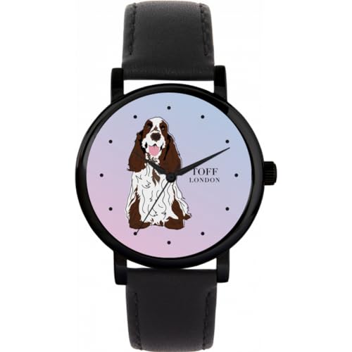 Toff London Brown-weiße CockerSpaniel-Hundeuhr von Toff London
