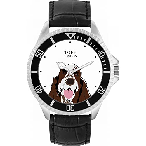Toff London Brown-weiße CockerSpaniel-Kopf-Hundeuhr von Toff London