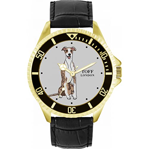 Toff London Gestreifte beige Whippet-Hundeuhr von Toff London