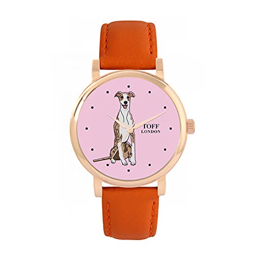 Toff London Gestreifte beige Whippet-Hundeuhr von Toff London