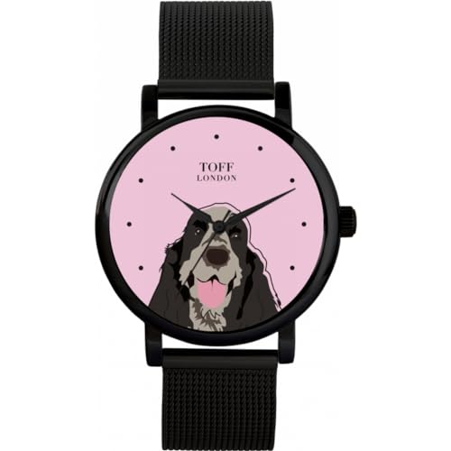 Toff London Graue CockerSpaniel-Kopf-Hundeuhr von Toff London