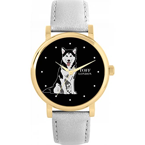 Toff London Husky-Hundeschwarzweiss-Uhr von Toff London