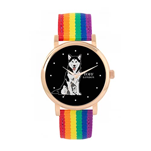 Toff London Husky-Hundeschwarzweiss-Uhr von Toff London