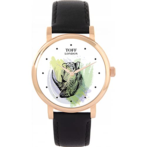 Toff London Nashorn Aquarell Uhr von Toff London