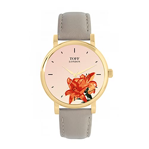 Toff London Orange Lilien Blumenuhr von Toff London