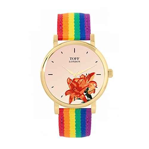 Toff London Orange Lilien Blumenuhr von Toff London