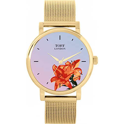 Toff London Orange Lilien Uhr von Toff London