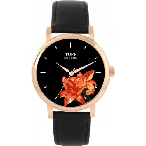 Toff London Orange Lilien Uhr von Toff London