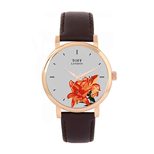 Toff London Orange Lilien Uhr von Toff London