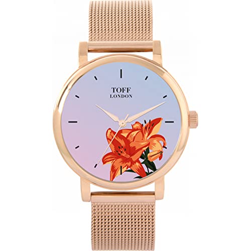 Toff London Orange Lilien Uhr von Toff London