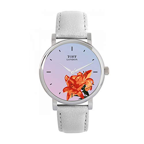 Toff London Orange Lilien Uhr von Toff London