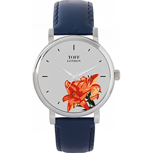 Toff London Orange Lilien Uhr von Toff London