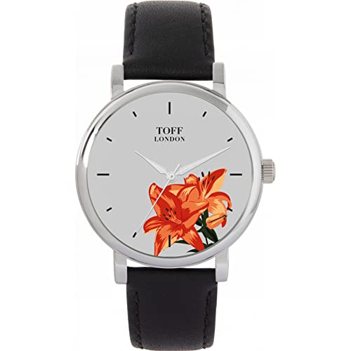 Toff London Orange Lilien Uhr von Toff London