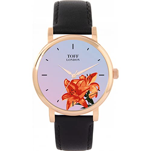 Toff London Orange Lilien Uhr von Toff London