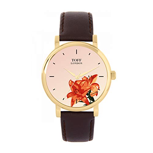 Toff London Orange Lilien Uhr von Toff London