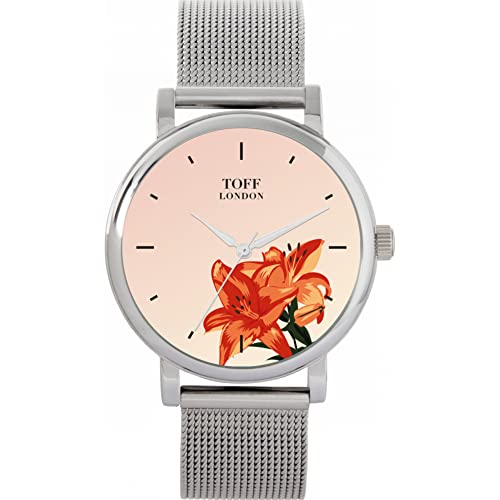 Toff London Orange Lilien Uhr von Toff London