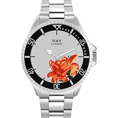 Toff London Orange Lilien-Blumen-Uhr von Toff London