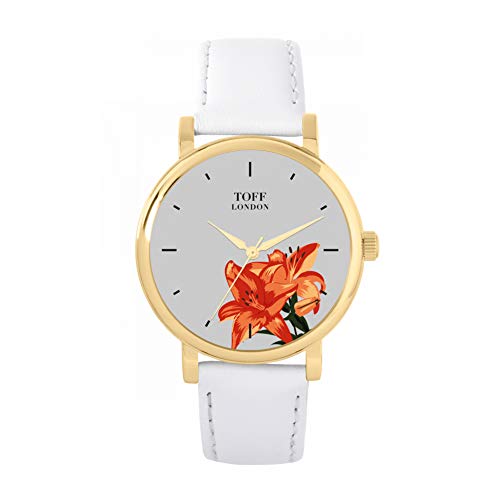 Toff London Orange Lilien Uhr von Toff London