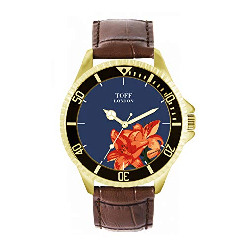 Toff London Orange Lilien-Blumen-Uhr von Toff London