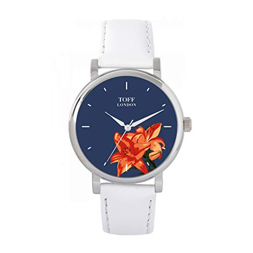 Toff London Orange Lilien Uhr von Toff London