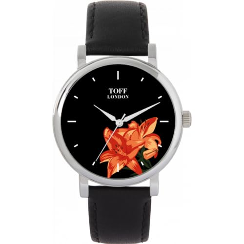 Toff London Orange Lilien Uhr von Toff London